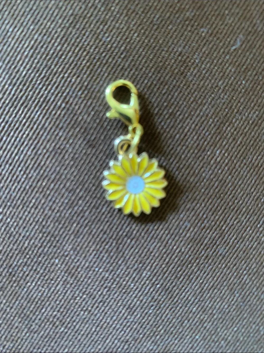 Yellow Daisy Enamel Charm with Lobster Clasp